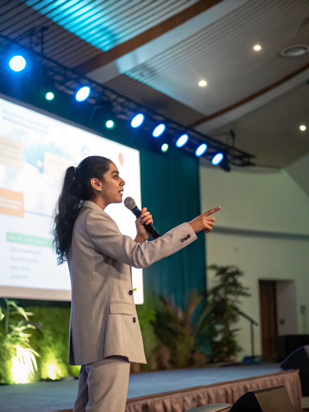 A photograph of a keynote speaker at a TechForumUK event, delivering an inspiring presentation to a captivated audience.