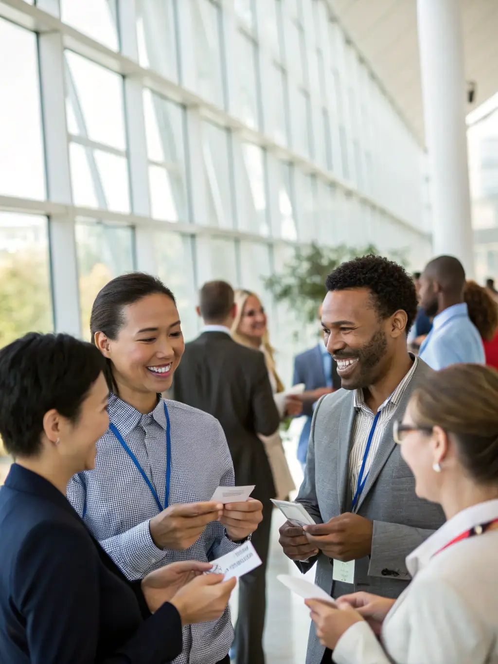 A photograph of a networking session at a TechForumUK event, showing attendees connecting and exchanging ideas in a relaxed setting.